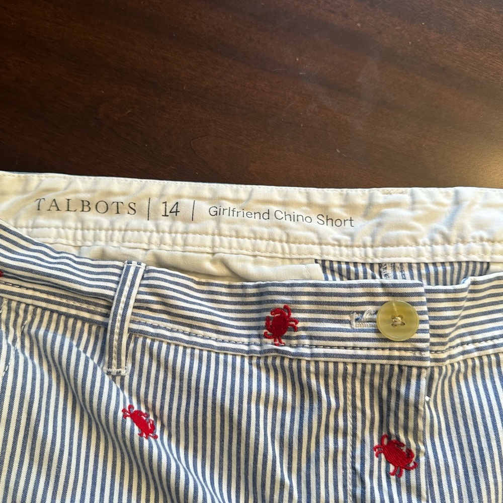 Talbots Blue Striped Shorts with Red Embroidery - Picture 3 of 3